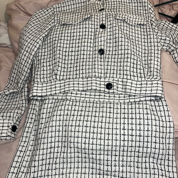 SHEIN Privé Plaid Tweed Jacket & Skirt Set - Picture 4 of 6